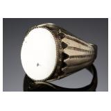 Vintage Navajo White Buffalo Turquoise Sterling Silver Ring SZ 11 Native American