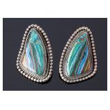 Native American Sterling Silver Rainbow Calsilica Post Earrings
