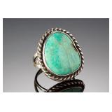 Native American Sterling Silver Turquoise Statement Ring Sz 6.5, 8.07g