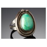 Vintage Navajo Turquoise Sterling Silver Ring Sz 6.5 Native American