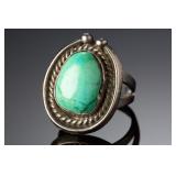 Vintage Navajo Turquoise Sterling Silver Ring Sz 6.5 Native American