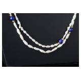 Lot of 2 Freshwater Baroque Pearl & Lapis Lazuli Necklaces, 17in