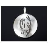 Vintage Native American Silver Overlay Kokopelli Double-Sided Pendant