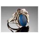 Vintage Native American Sterling Silver Denim Lapis Ring SZ 9 Handcrafted
