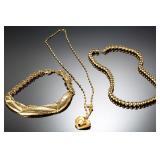 Lot of 3 Signed AK DVF Napier Gold Tone Costume Necklaces