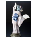 Vintage Lladro 4991 Japanese Girl with Fan Porcelain Figurine, DAISA 1978