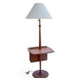 Vintage MCM Walnut Floor Lamp Side Table Magazine Rack Combo