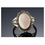 Navajo Sterling Silver Mother of Pearl Ring Signed TF, SZ 9.5