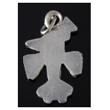 Vintage Multistone Inlay Peyote Bird Pendant Sterling Silver Native American Style