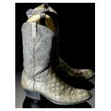 Vintage Dan Post Anteater Cowboy Boots Gray Exotic Skin Western Size 10 B