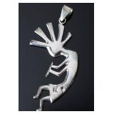 Native American Sterling Silver Kokopelli Pendant TS Signed 12.84g