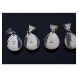 Lot of 4 Sterling Silver Turquoise Teardrop Pendants Native American Style