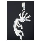 Vintage TS Signed Sterling Silver Kokopelli Native American Pendant Jewelry