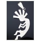 Vintage TS Signed Sterling Silver Kokopelli Native American Pendant Jewelry