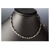 Modernist Ribbon Twist Silver Tone Choker Necklace | 33.42g, 15in Circumference
