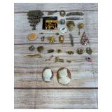 Vintage Assorted Pins & Pendants Lot - Sterling Silver, Cameos, Costume Jewelry
