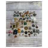 Lot of 50 Vintage Mixed Pins & Pendants - Sterling Silver & Costume Jewelry
