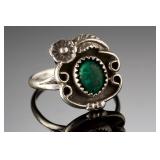 Vintage Native American Sterling Silver Malachite Ring SZ 6 Southwestern