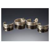 Sterling Silver & Silver-Tone Hoop Earrings Lot (4 pcs) - Etched & Ribbed Designs