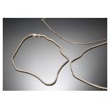 Lot of 3 Vintage .925 Sterling Silver Necklaces - Box, Rope & Serpentine Chains