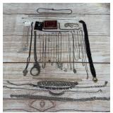 Large Lot of 30 Costume & Sterling Silver Necklaces - Various Styles & Metals