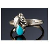 Navajo Sterling Silver Turquoise Petite Ring SZ 5 Native American Jewelry