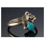 Navajo Sterling Silver Turquoise Petite Ring SZ 5 Native American Jewelry