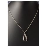Elegant Sterling Silver Teardrop Celtic Knot Pendant Necklace, 7.72g