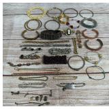 Large Lot of 30+ Vintage & Modern Costume Bracelets - Sterling Silver Included