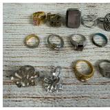 24 Pc Assorted Costume Jewelry Ring Lot Incl. 1 Sterling Silver Ring