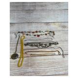 Costume Jewelry Lot of 9 Necklaces incl. Sterling Silver Chain & Beaded