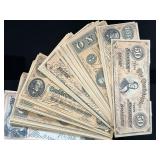 Collection of Antique-Style Confederate States of America Reproduction Currency Bills