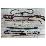Large Lot of 7 Vintage Costume Necklaces - Mixed Media & Styles Estate Find
