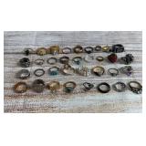Large Lot 34 Costume Jewelry Rings Mixed Styles Fashion Craft Grab Bag