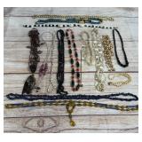 Large Vintage Costume Jewelry Lot 15 Necklaces Beaded Faux Pearl Stone Crafts