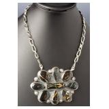 Navajo Boyd J. Ashley Sterling Silver Black Web Turquoise Necklace 146.05g