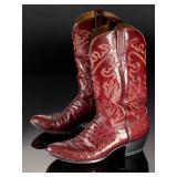 Premium Lucchese Full Quill Ostrich Cowboy Boots, Burgundy, Men
