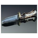 Jim Ort OZ Custom Knives Buffalo Horn Hunting Knife - Unused, Sheath