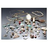 513.5g Mixed Sterling .900 .800 Silver Jewelry Lot Scrap Wearable Parts