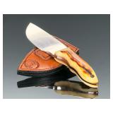 Bob Decker Dry Camp Custom Fixed Blade Knife w/ Stag Handle & Bill Myers Sheath