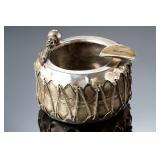 Vintage Navajo Sterling Silver Ashtray | Tom Tom Drum Design | Pre-1965 Arizona
