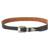 Vintage Sterling Silver Western Ranger Set Buckle & Tooled Leather Belt