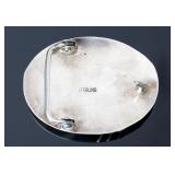 Vintage Navajo Tufa Cast Shadowbox Sterling Silver Turquoise Belt Buckle