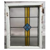 Antique Art Deco / Craftsman Stained Glass Panel Window 24.25"H x 19"W