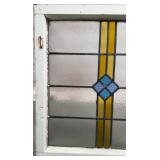 Antique Art Deco / Craftsman Stained Glass Panel Window 24.25"H x 19"W