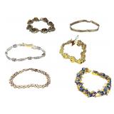 Sterling Silver Bracelet Collection: Gemstone, Enamel, Amber, Greek Key, 87.47g