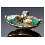Navajo Silver Turquoise Shadowbox Ring Sz 5.5 Native American Jewelry 10.32g