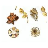 12 Vintage Brooches Pins: Eggert Sterling, Renoir, Sarah Coventry, Floral Styles
