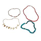 Vintage Southwest Style Lot of 4 Necklaces Turquoise Coral Heishi Bird Fetish