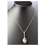 Signed PA 925 Organic Modernist Sterling Silver Multi-Stone Pendant Necklace